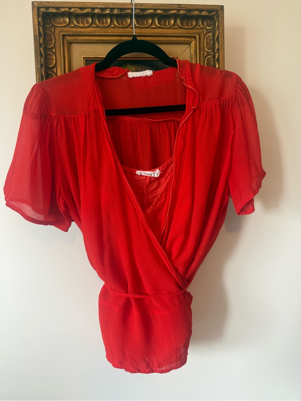 LACAUSA red Wrap-Style Women's Top, size M